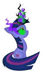 Size: 1288x2200 | Tagged: safe, artist:omegasunburst, imported from derpibooru, twilight sparkle, pony, unicorn, dark magic, female, greatest fear, magic, mare, sad, simple background, sitting, solo, sombra eyes, transparent background, unicorn twilight, vector