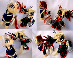 Size: 609x485 | Tagged: safe, artist:lightningsilver-mana, imported from derpibooru, human, pony, anime, anime style, bakugo katsuki, clothes, craft, crossover, custom, customized toy, doll, fandom, g3.5, g4, generation 3.5, handmade, irl, katsuki bakugou, leather, my hero academia, my little pony, photo, sewing, textiles, todoroki enji, toy