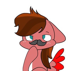 Size: 1200x1200 | Tagged: safe, artist:thefoxyartistyt, imported from derpibooru, oc, oc only, oc:crimsonwing, pegasus, pony, cute, facial hair, green eyes, male, moustache