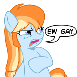 Size: 945x945 | Tagged: safe, imported from derpibooru, oc, oc only, oc:aurelia coe, earth pony, pony, ew gay, homophobia, meme, solo