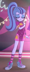 Size: 257x604 | Tagged: safe, imported from derpibooru, screencap, aria blaze, sonata dusk, equestria girls, equestria girls series, find the magic, spoiler:eqg series (season 2), clothes, converse, cropped, dress, eyes closed, legs, offscreen character, ponytail, sad, shoes, sneakers, socks, taco dress