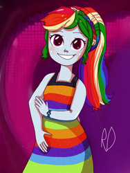 Size: 1536x2048 | Tagged: safe, artist:dashiedashdraw, imported from derpibooru, rainbow dash, equestria girls, equestria girls series, i'm on a yacht, spoiler:eqg series (season 2), cute, dashabetes, female, neon eg logo, rainbow dash always dresses in style, solo