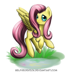 Size: 1000x1048 | Tagged: safe, artist:bel-assa, imported from derpibooru, fluttershy, pegasus, pony, female, flying, grass, looking at you, mare, simple background, smiling, solo, transparent background