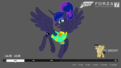 Size: 1280x720 | Tagged: safe, artist:forzaveteranenigma, imported from derpibooru, princess luna, alicorn, pony, between dark and dawn, season 9, base used, digital art, forza motorsport 7, simple background, watermark, youtube link in the description