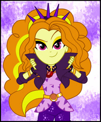 Size: 1749x2110 | Tagged: safe, artist:namygaga, imported from derpibooru, adagio dazzle, equestria girls, equestria girls series, find the magic, sunset's backstage pass!, spoiler:eqg series (season 2), bracelet, clothes, female, gem, jacket, jewelry, leather jacket, necklace, shorts, siren gem, solo, spiked headband, spiked wristband, wristband