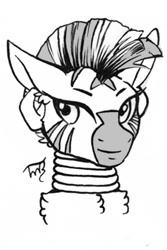 Size: 1000x1500 | Tagged: safe, artist:tillie-tmb, imported from derpibooru, zecora, pony, zebra, bust, female, monochrome, portrait, solo