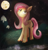 Size: 1503x1555 | Tagged: safe, artist:amura-of-jupiter, artist:tiothebeetle, imported from derpibooru, fluttershy, pegasus, pony, female, folded wings, full moon, looking up, melancholy, moon, mountain, night, river, solo, stars, unhappy, wings