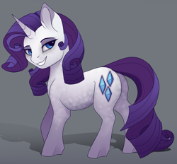 Size: 1279x1188 | Tagged: safe, artist:evehly, imported from derpibooru, rarity, pony, unicorn, alternate design, coat markings, cropped, cute, dappled, eyeshadow, female, gradient background, horn, lidded eyes, looking at you, makeup, mare, smiling, solo