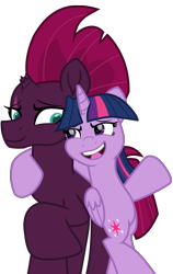 Size: 6713x10651 | Tagged: safe, artist:ejlightning007arts, imported from derpibooru, tempest shadow, twilight sparkle, alicorn, pony, unicorn, looking at each other, open mouth, simple background, transparent background, twilight sparkle (alicorn), vector