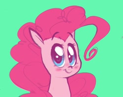 Size: 1562x1230 | Tagged: safe, artist:hattsy, imported from derpibooru, pinkie pie, earth pony, pony, :t, blushing, bust, cute, diapinkes, female, green background, looking at you, mare, portrait, simple background, smiling, solo