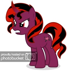 Size: 1021x1024 | Tagged: safe, artist:bluebastard, imported from derpibooru, oc, oc:raspberry beryl, pony, unicorn, fanfic:a hairier problem: rise of the furball, angry, dark, dark magic, magic, obtrusive watermark, photobucket, seven days in sunny june, teeth, watermark