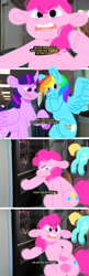 Size: 494x1517 | Tagged: safe, artist:ponydoodles, deleted from derpibooru, edit, imported from derpibooru, pinkie pie, rainbow dash, twilight sparkle, alicorn, butt, comic, floppy ears, plot, rolo, scrubs, stuck, twilight sparkle (alicorn), vending machine