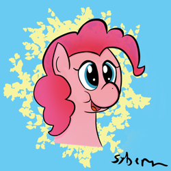 Size: 1200x1200 | Tagged: safe, artist:syberyn, imported from derpibooru, pinkie pie, pony, :d, female, ponkarific, smiling