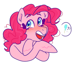 Size: 500x433 | Tagged: safe, artist:cubbybatdoodles, imported from derpibooru, pinkie pie, pony, blushing, female, simple background, smiling, solo, transparent background