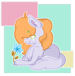 Size: 753x768 | Tagged: safe, artist:moonlightdisney5, artist:thatonefluffs, imported from derpibooru, oc, oc:flore, cat pony, original species, flower, fluffy tail