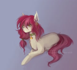 Size: 2344x2160 | Tagged: safe, artist:hoteru_san, imported from derpibooru, roseluck, pony, chest fluff, collar, commissioner:doom9454, ear fluff, female, lying, pet tag, pony pet, rosepet, solo