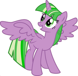 Size: 1920x1870 | Tagged: safe, artist:kamyk962, edit, imported from derpibooru, vector edit, spike, twilight sparkle, alicorn, pony, ponyar fusion, female, fusion, green eyes, green mane, mare, palette swap, recolor, simple background, solo, spread wings, transparent background, twilight sparkle (alicorn), vector, wings