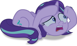 Size: 4171x2498 | Tagged: safe, artist:frownfactory, imported from derpibooru, starlight glimmer, pony, unicorn, student counsel, .svg available, ducking, female, horn, mare, scared, simple background, solo, starlight glimmer is best facemaker, svg, transparent background, vector