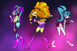 Size: 3000x2000 | Tagged: safe, artist:mysteriousshine, imported from derpibooru, adagio dazzle, aria blaze, sonata dusk, equestria girls, equestria girls series, find the magic, spoiler:eqg series (season 2), adoragio, ariabetes, ass, butt, converse, cute, female, open mouth, shoes, sonatabetes, the dazzlings, trio