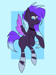 Size: 1200x1600 | Tagged: safe, artist:kaffir, imported from derpibooru, oc, oc only, oc:rad blast, pegasus, pony, armor, blank flank, female, flying, looking down, simple background, solo, wings