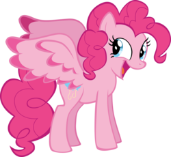 Size: 10588x9739 | Tagged: safe, artist:mrkat7214, imported from derpibooru, pinkie pie, pegasus, pony, comic:twilight vs. computer, absurd resolution, colored wings, colored wingtips, female, happy, large wings, pegasus pinkie pie, race swap, simple background, solo, transparent background, vector, wings