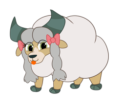 Size: 2830x2520 | Tagged: safe, artist:da52, artist:eow, imported from derpibooru, yona, sheep, wooloo, yak, :p, bow, cloven hooves, crossover, cute, female, pokemon sword and shield, pokémon, solo, tongue out, woolyona, yonadorable