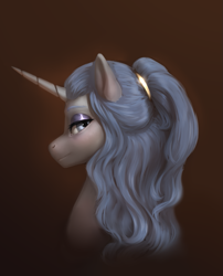 Size: 821x1017 | Tagged: safe, artist:eerinless, imported from derpibooru, oc, oc only, pony, unicorn, bust, looking at you, simple background, solo