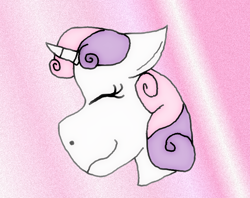 Size: 784x621 | Tagged: safe, artist:goldentigeress14, imported from derpibooru, sweetie belle, pony, unicorn, bust, disembodied head, eyes closed, female, gradient background, head, solo