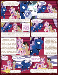 Size: 2550x3300 | Tagged: safe, artist:j5a4, imported from derpibooru, princess cadance, princess celestia, princess luna, oc, oc:psyche, alicorn, pony, comic:surprise, friendship is magic, season 1, comic, crying, duo, duo female, eyes closed, female, princess sadance, s1 luna, shocked, solo, tears of joy, trio, wide eyes