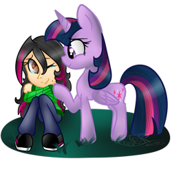 Size: 2000x2000 | Tagged: safe, artist:yoshiyoshi700, imported from derpibooru, twilight sparkle, oc, oc:marina, alicorn, human, pony, simple background, transparent background, twilight sparkle (alicorn)