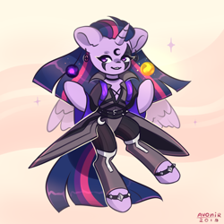 Size: 1500x1500 | Tagged: safe, artist:avonir, imported from derpibooru, twilight sparkle, alicorn, pony, clothes, crossover, female, looking at you, mare, moira, overwatch, solo, twilight sparkle (alicorn)