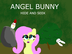 Size: 800x600 | Tagged: safe, artist:platinumdrop, imported from derpibooru, angel bunny, fluttershy, cockatrice, angel bunny hide and seek, fan game, flash game, game, wip