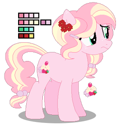 Size: 357x369 | Tagged: safe, artist:awoomarblesoda, imported from derpibooru, oc, oc only, oc:shortcake rose, earth pony, pony, base used, female, magical lesbian spawn, mare, offspring, parent:fluttershy, parent:pinkie pie, parents:flutterpie, reference sheet, simple background, solo, transparent background