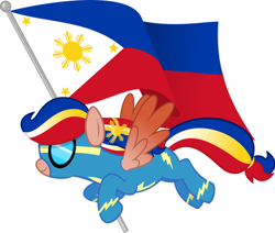 Size: 600x508 | Tagged: safe, artist:jhayarr23, imported from derpibooru, oc, oc:pearl shine, pegasus, pony, clothes, flag, flag day, goggles, nation ponies, philippines, ponified, uniform, wonderbolts uniform