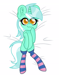 Size: 1713x2253 | Tagged: safe, artist:php150, artist:superanina, imported from derpibooru, lyra heartstrings, pony, unicorn, body pillow, clothes, cute, ear fluff, female, lyrabetes, mare, on back, socks, solo, striped socks