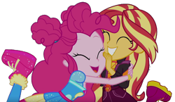 Size: 2048x1187 | Tagged: safe, deleted from derpibooru, editor:larryboyfan1996, imported from derpibooru, pinkie pie, sunset shimmer, equestria girls, equestria girls series, wake up!, spoiler:choose your own ending (season 2), spoiler:eqg series (season 2), background removed, cyoa, simple background, transparent background