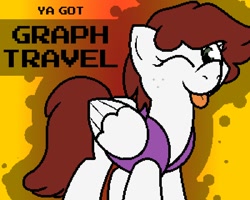 Size: 1000x800 | Tagged: safe, artist:pokefound, deleted from derpibooru, imported from derpibooru, oc, oc only, oc:graph travel, pegasus, pony, banned from equestria daily, clothes, female, freckles, looking at you, mare, one eye closed, solo, tongue out, vest, wink, ya got