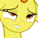 Size: 128x128 | Tagged: safe, artist:simplesample, edit, edited screencap, imported from derpibooru, screencap, spitfire, pony, no second prances, cropped, eyes rolling back, female, lip bite, picture for breezies, reaction image, unf