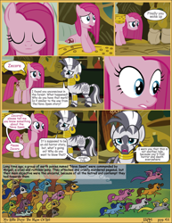 Size: 2550x3300 | Tagged: safe, artist:j5a4, imported from derpibooru, pinkie pie, zecora, earth pony, pony, zebra, comic:the rose of life, comic, female, mare, pinkamena diane pie