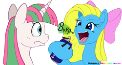 Size: 2000x1074 | Tagged: safe, artist:prismawatercolor, imported from derpibooru, blossomforth, oc, oc:cuteamena, earth pony, pegasus, pony, bepis, bow, burp, freckles, pepsi, soda, soda can