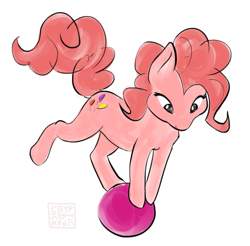 Size: 903x890 | Tagged: safe, artist:crypticpawsignals, imported from derpibooru, pinkie pie, pony, balancing, ball, female, solo