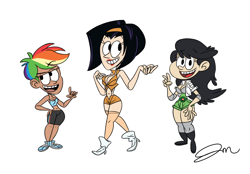 Size: 1700x1185 | Tagged: safe, artist:jmdoodle, imported from derpibooru, rainbow dash, human, beth tezuka, bravest warriors, cowboy bebop, crossover, faye valentine, humanized, style emulation, the loud house