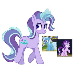 Size: 1024x1024 | Tagged: safe, artist:chaxbin, imported from derpibooru, starlight glimmer, trixie, oc, oc:trixie glimmer, pony, unicorn, female, fusion, glowing horn, horn, smiling, solo, trixie glimmer