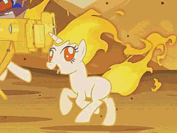 Size: 640x480 | Tagged: safe, artist:2snacks, imported from derpibooru, princess celestia, princess luna, twilight sparkle, pony, rapidash, unicorn, two best sisters play, animated, cropped, derp, female, gif, majestic as fuck, mane of fire, open mouth, pokémon, pokémon snap, rapidash twilight, running, seizure warning, silly, smiling, tongue out, wide eyes, youtube link