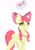 Size: 1725x2500 | Tagged: safe, artist:skitsniga, artist:skitsroom, imported from derpibooru, apple bloom, earth pony, pony, adorabloom, bow, collar, cute, cutie mark, female, grin, hair bow, heart, looking at you, older, older apple bloom, pictogram, question mark, smiling, solo, the cmc's cutie marks