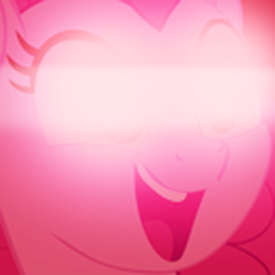 Size: 500x500 | Tagged: safe, imported from derpibooru, pinkie pie, earth pony, pony, my little pony: the movie, female, glowing eyes, mare, open mouth, ponk, reaction image, smiling, solo