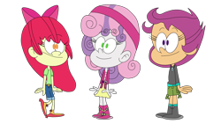 Size: 1920x1080 | Tagged: safe, artist:marjulsansil, imported from derpibooru, apple bloom, scootaloo, sweetie belle, equestria girls, cutie mark crusaders, simple background, style emulation, the loud house, transparent background