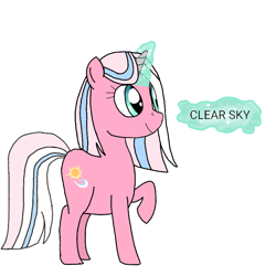 Size: 768x768 | Tagged: safe, artist:crystal wishes, derpibooru exclusive, imported from derpibooru, clear sky, pony, unicorn, common ground, aura, bandana, female, horn, levitation, magic, mare, name, simple background, telekinesis