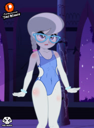 Size: 1920x2600 | Tagged: safe, artist:theminus, imported from derpibooru, silver spoon, human, equestria girls, adorasexy, blushing, butt blush, clothes, cute, female, glasses, jailbait, one-piece swimsuit, open-back swimsuit, patreon, patreon logo, sexy, show accurate, show accurate porn, solo, swimsuit