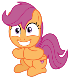 Size: 1706x1900 | Tagged: safe, artist:sketchmcreations, imported from derpibooru, scootaloo, pegasus, pony, the last crusade, excited, female, filly, grin, simple background, sitting, smiling, solo, transparent background, vector